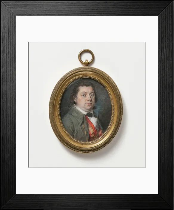 Framed Print : Portrait of Man with Brown Jacket, Orange and Yellow Ribbon, 18th century. Creator: Anon Framed Print : Portrait of Man with Brown Jacket, Orange and Yellow Ribbon, 18th century. Creator: Anon
