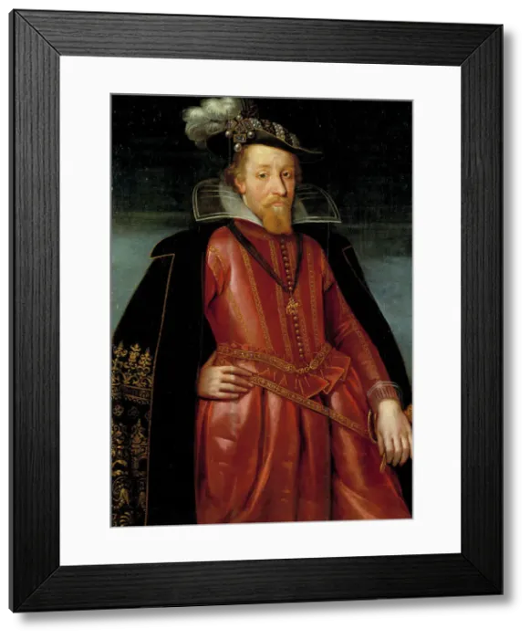 Framed Print : James I of England (1566-1625), c17th century. Creator: John de Critz the Elder Framed Print : James I of England (1566-1625), c17th century. Creator: John de Critz the Elder