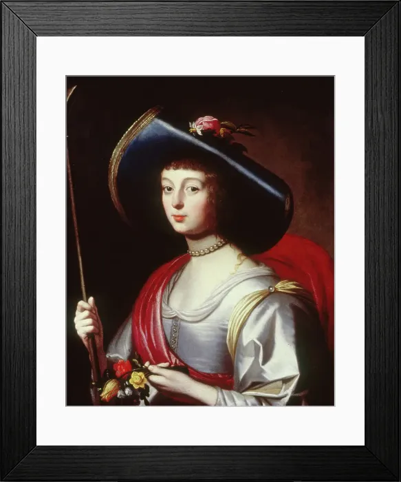 Framed Print : Portrait of a Lady of the Court as a Shepherdess, c1628. Creator: Gerrit van Honthorst Framed Print : Portrait of a Lady of the Court as a Shepherdess, c1628. Creator: Gerrit van Honthorst
