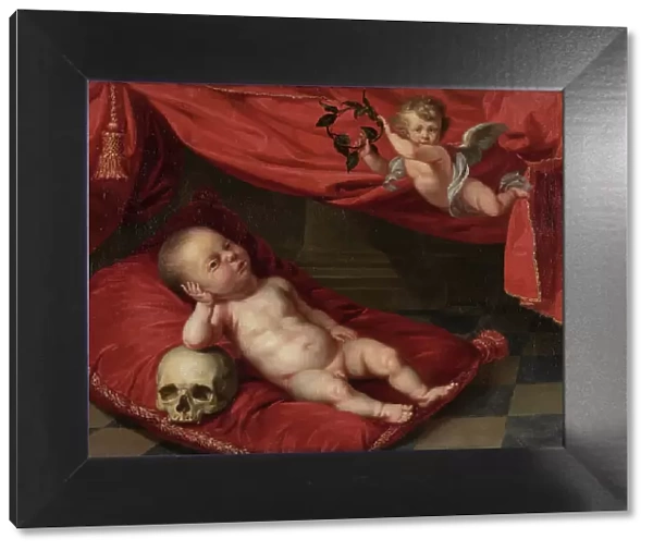 Portrait of deceased boy with vanitas motif, 17th century. Creator: Unknown