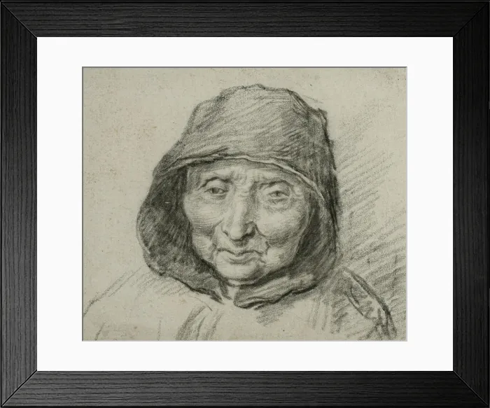 Framed Print : Portrait of an elderly woman, full face, unknown date. Creator: Anon Framed Print : Portrait of an elderly woman, full face, unknown date. Creator: Anon