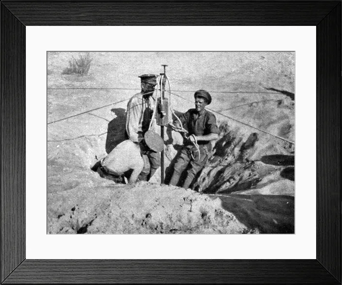 Framed Print : Distant Fronts, In Palestine; Drilling a Well, 1917. Creator: Unknown Framed Print : Distant Fronts, In Palestine; Drilling a Well, 1917. Creator: Unknown