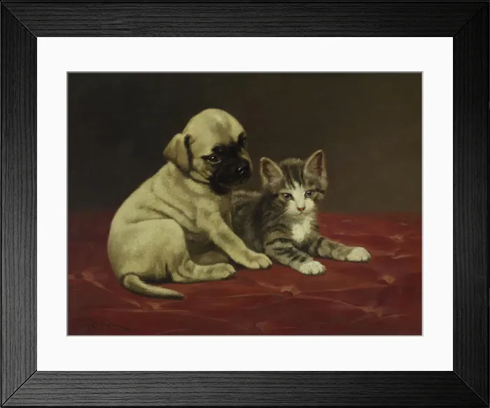 Framed Print : Good Friends (Puppy and Kitten), 4th quarter 19th century. Creator: John Henry Dolph Framed Print : Good Friends (Puppy and Kitten), 4th quarter 19th century. Creator: John Henry Dolph
