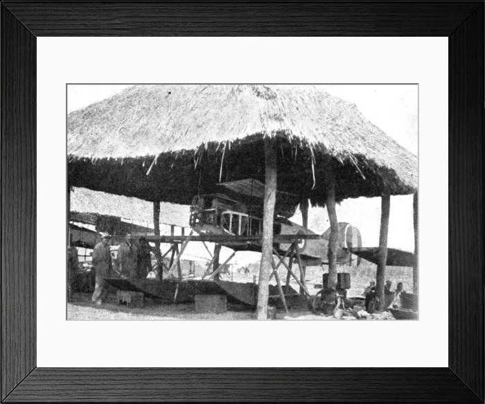 Framed Print : Conquest of German East Africa; An improvised aircraft hangar at Toa... 1917. Creator: Unknown Framed Print : Conquest of German East Africa; An improvised aircraft hangar at Toa... 1917. Creator: Unknown