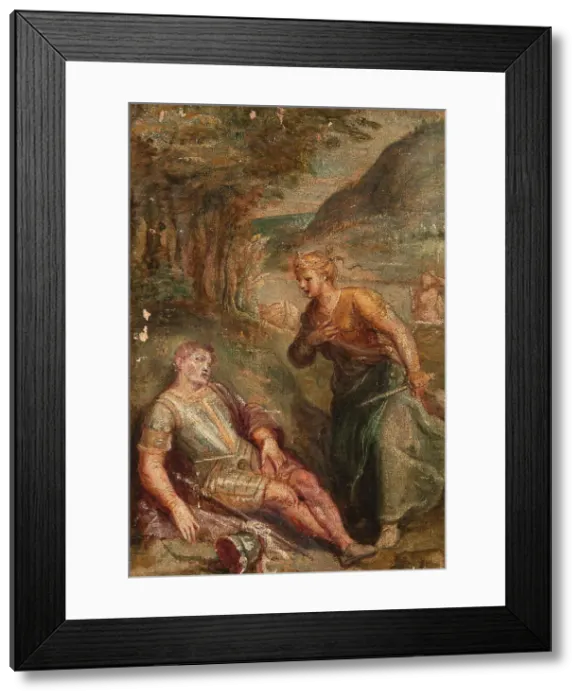 Framed Print : Rinaldo and Armida, c16th century. Creator: Anon Framed Print : Rinaldo and Armida, c16th century. Creator: Anon