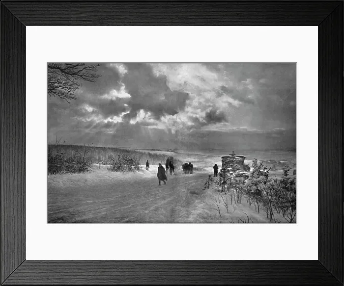 Framed Print : The Last German Roads; Around Verdun, winter evening: sunset on the snow.. 1917. Creator: Unknown