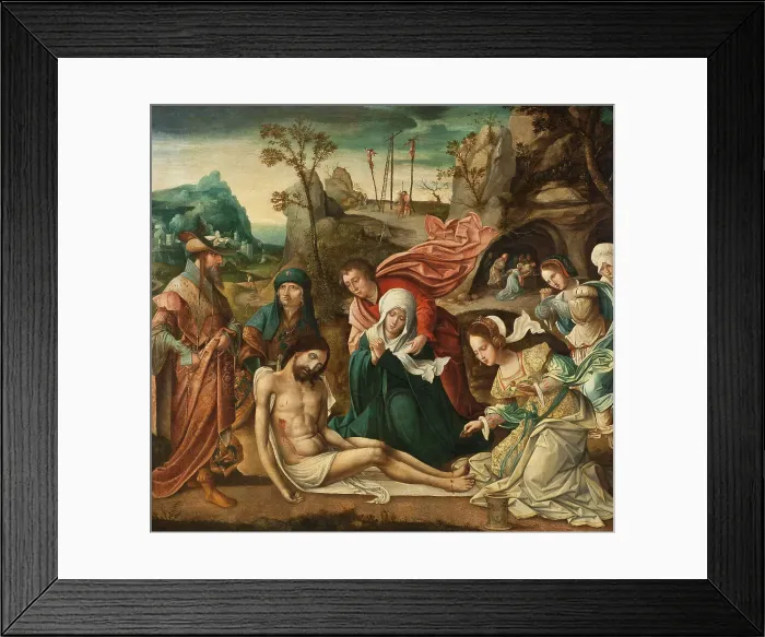 Framed Print : The Lamentation and the Entombment. Creator: Master of 1518 Framed Print : The Lamentation and the Entombment. Creator: Master of 1518