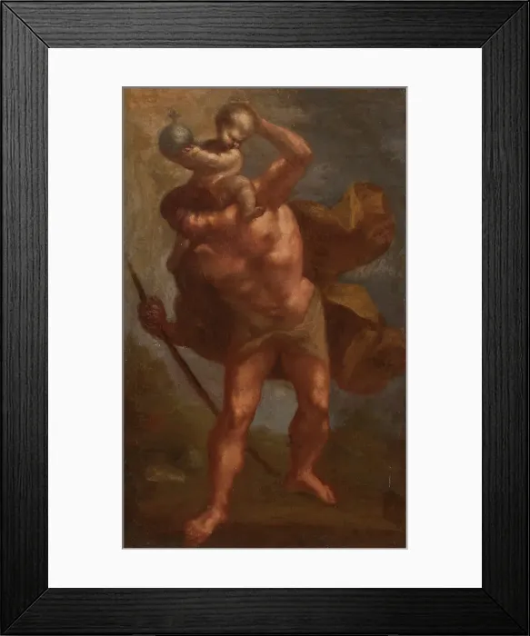 Framed Print : St Christopher with the Christ Child, 17th century. Creator: Unknown Framed Print : St Christopher with the Christ Child, 17th century. Creator: Unknown