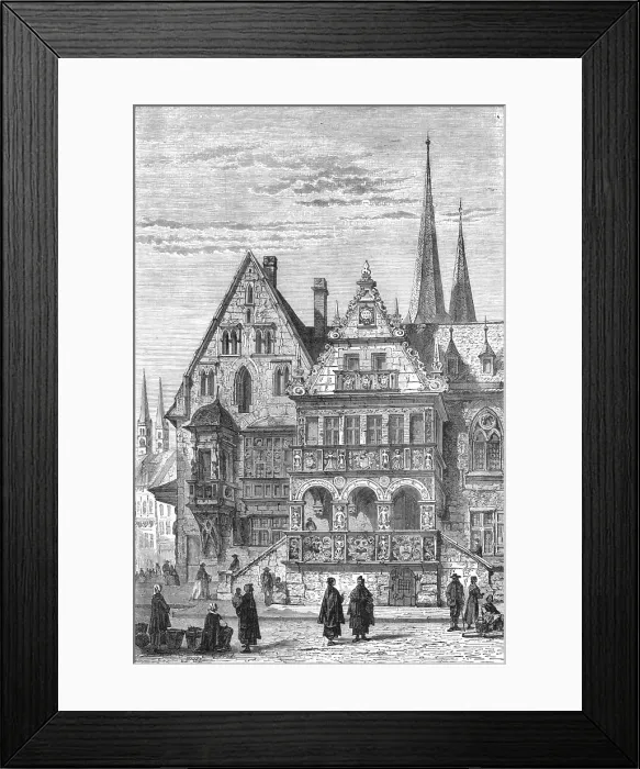 Framed Print : Town Hall, Halberstadt; From Alsace to the Hartz, 1875. Creator: Unknown