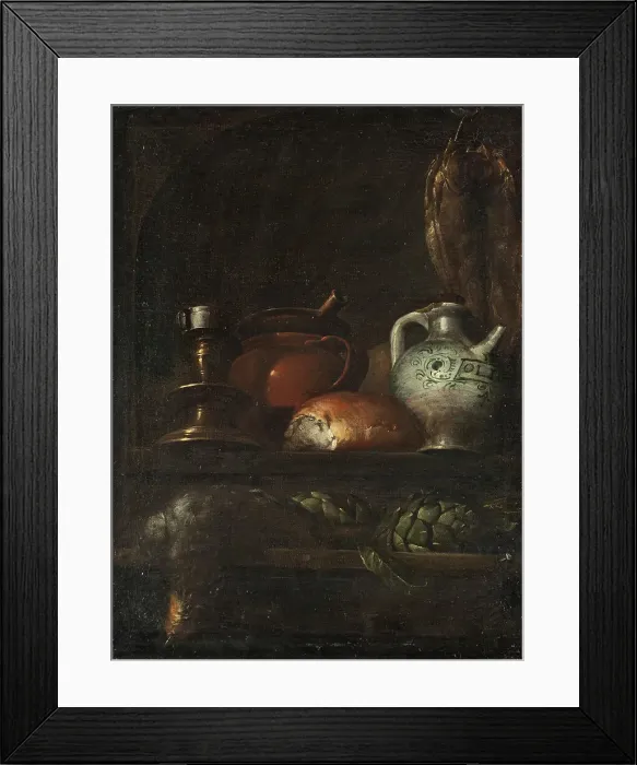 Framed Print : Still Life in a Kitchen, c17th century. Creator: Unknown Framed Print : Still Life in a Kitchen, c17th century. Creator: Unknown