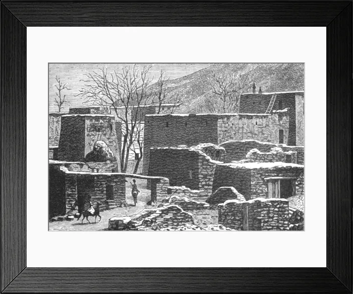 Framed Print : Caucasian village in Winter; The Caucasus, 1875. Creator: Unknown Framed Print : Caucasian village in Winter; The Caucasus, 1875. Creator: Unknown