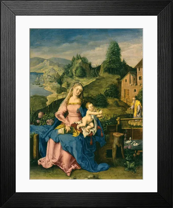 Framed Print : Virgin and Child in a Landscape, c1600. Creator: Unknown Framed Print : Virgin and Child in a Landscape, c1600. Creator: Unknown
