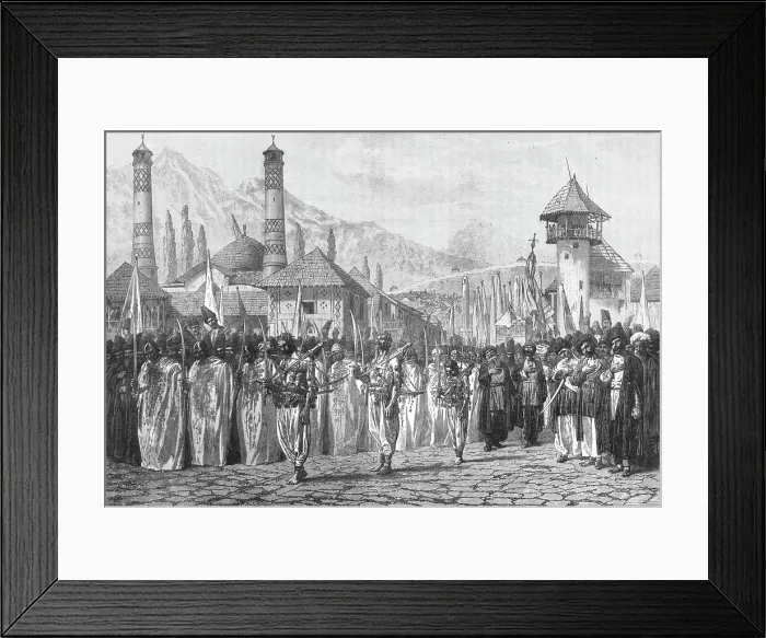 Framed Print : Funeral procession at Schucha; The Caucasus, 1875. Creator: Unknown Framed Print : Funeral procession at Schucha; The Caucasus, 1875. Creator: Unknown