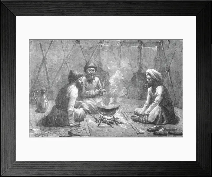 Framed Print : Interior of a Turcoman Tent; Notes on Western Turkistan, 1875. Creator: Unknown Framed Print : Interior of a Turcoman Tent; Notes on Western Turkistan, 1875. Creator: Unknown