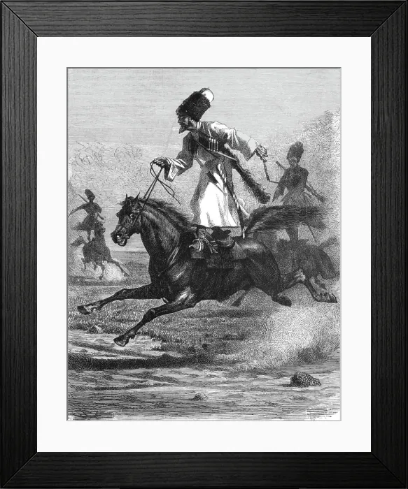 Framed Print : Djighitoffka Cossacks; The Caucasus, 1875. Creator: Unknown Framed Print : Djighitoffka Cossacks; The Caucasus, 1875. Creator: Unknown