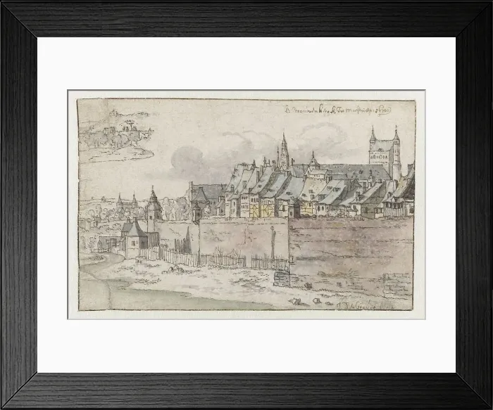 Framed Print : View of the Walls of Maastricht with the Onze-Lieve-Vrouwekerk in the background, 1670. Creator: Josua de Grave Framed Print : View of the Walls of Maastricht with the Onze-Lieve-Vrouwekerk in the background, 1670. Creator: Josua de Grave