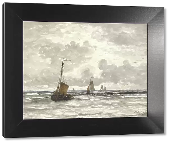 Fishing Boats on the Breakers, 1841-1915. Creator: Hendrik Willem Mesdag
