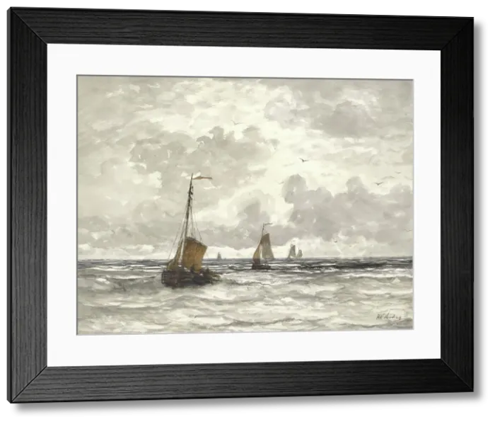 Framed Print : Fishing Boats on the Breakers, 1841-1915. Creator: Hendrik Willem Mesdag Framed Print : Fishing Boats on the Breakers, 1841-1915. Creator: Hendrik Willem Mesdag
