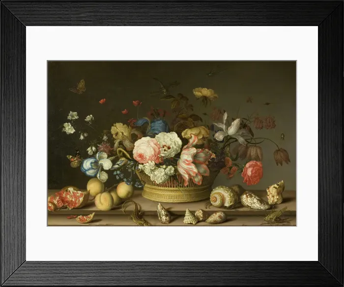 Framed Print : Still Life with a Basket of Flowers, early 1630s. Creator: Balthasar van der Ast Framed Print : Still Life with a Basket of Flowers, early 1630s. Creator: Balthasar van der Ast