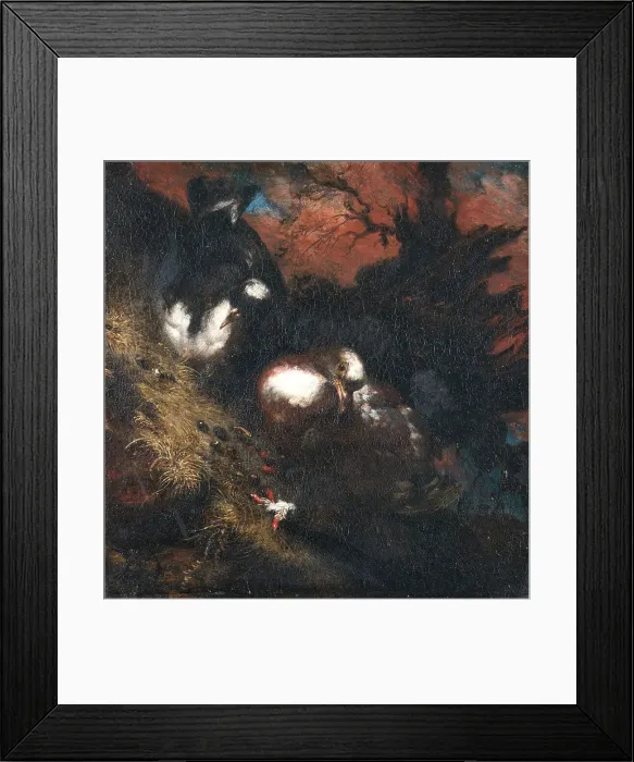 Framed Print : Two Doves on a Roof, 18th century. Creator: Unknown Framed Print : Two Doves on a Roof, 18th century. Creator: Unknown