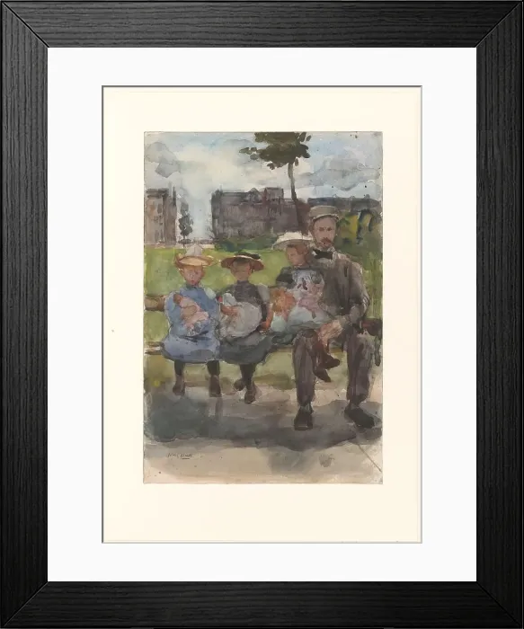 Framed Print : A Man with Three Girls on a Bench in the Oosterpark in Amsterdam, c.1886-c.1904. Creator: Isaac Lazerus Israels Framed Print : A Man with Three Girls on a Bench in the Oosterpark in Amsterdam, c.1886-c.1904. Creator: Isaac Lazerus Israels