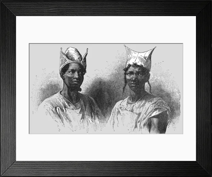 Framed Print : Bambaras and their Head-dresses; Journey from the Senegal to the Niger, 1875. Creator: Unknown Framed Print : Bambaras and their Head-dresses; Journey from the Senegal to the Niger, 1875. Creator: Unknown