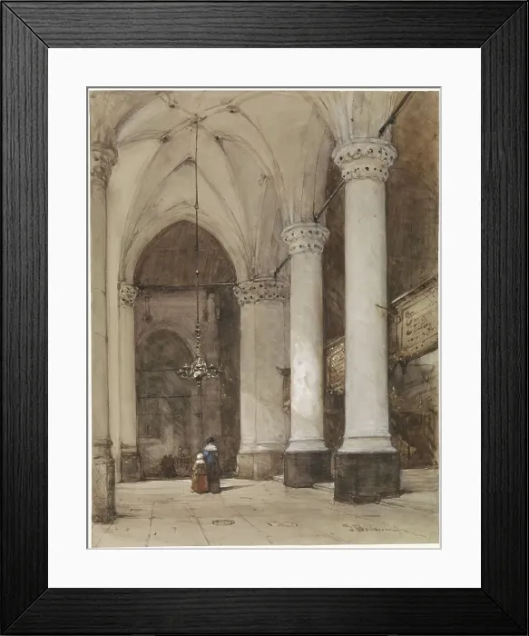 Framed Print : Southern aisle of the Great Church at The Hague, c.1827-c.1891. Creator: Johannes Bosboom Framed Print : Southern aisle of the Great Church at The Hague, c.1827-c.1891. Creator: Johannes Bosboom
