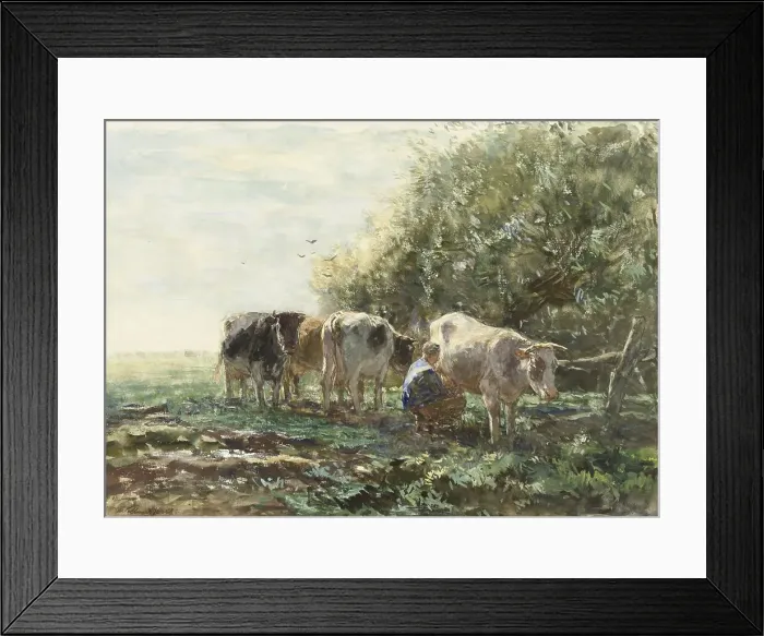 Framed Print : The Milking Pen, 1854-1910. Creator: Willem Maris Framed Print : The Milking Pen, 1854-1910. Creator: Willem Maris