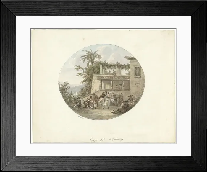 Framed Print : Dancers on a terrace in front of an inn, 1812. Creator: Otto Baron Howen Framed Print : Dancers on a terrace in front of an inn, 1812. Creator: Otto Baron Howen