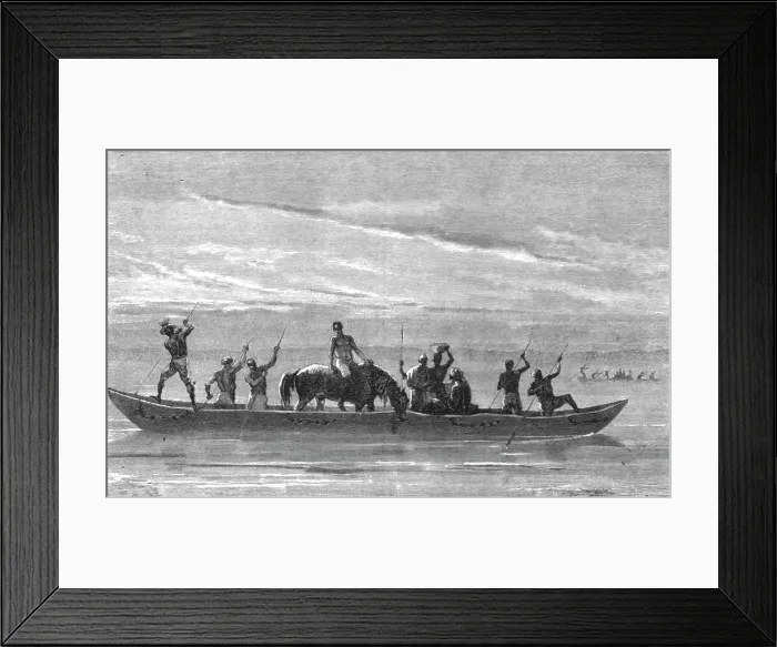 Framed Print : Travelling down the Niger; Journey from the Senegal to the Niger, 1875. Creator: Unknown Framed Print : Travelling down the Niger; Journey from the Senegal to the Niger, 1875. Creator: Unknown