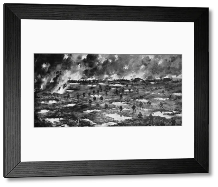 Framed Print : English Attack on July 31, 1917; Advance at dawn, of the infantry.. 1917. Creator: MHK Koekkoek Framed Print : English Attack on July 31, 1917; Advance at dawn, of the infantry.. 1917. Creator: MHK Koekkoek