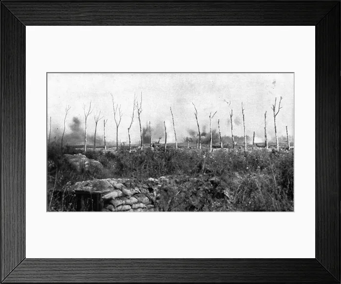 Framed Print : French Attack of July 31, 1917; Artillery preparation on the second German line... 1917. Creator: Unknown Framed Print : French Attack of July 31, 1917; Artillery preparation on the second German line... 1917. Creator: Unknown