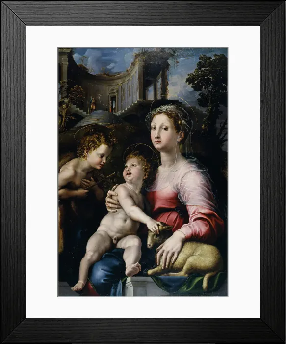 Framed Print : The Madonna and Child with Saint John the Baptist, 1522-1524. Creator: Giulio Romano Framed Print : The Madonna and Child with Saint John the Baptist, 1522-1524. Creator: Giulio Romano