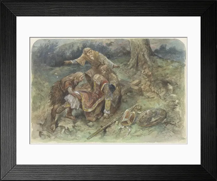 Framed Print : Wounded Adalbert is carried away, 1824-1894. Creator: Charles Rochussen Framed Print : Wounded Adalbert is carried away, 1824-1894. Creator: Charles Rochussen