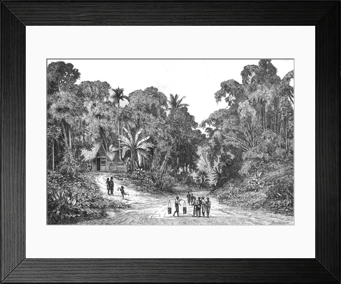 Framed Print : View in the suburbs of Batavia; from Sydney to Singapore, 1875. Creator: Unknown Framed Print : View in the suburbs of Batavia; from Sydney to Singapore, 1875. Creator: Unknown