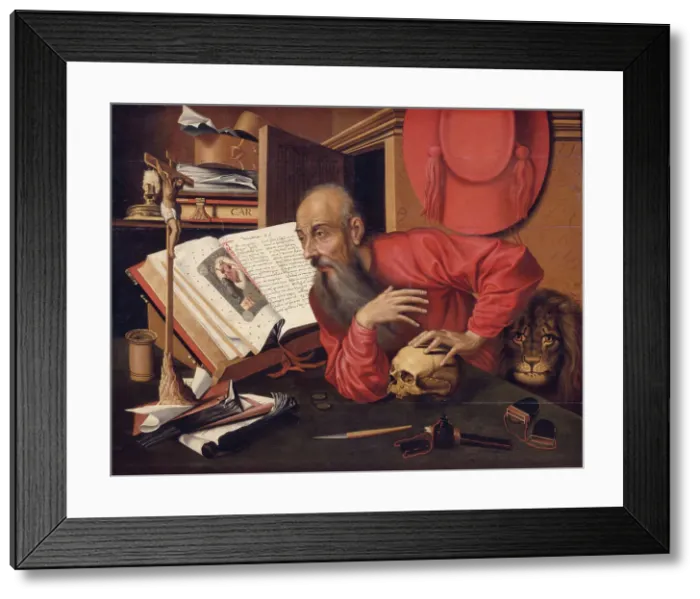 Framed Print : St Jerome. Creator: Workshop of Marinus van Reymerswaele Framed Print : St Jerome. Creator: Workshop of Marinus van Reymerswaele