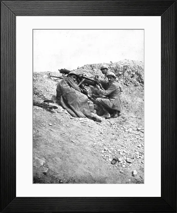 Framed Print : At Le Mort Homme; German machine guns turned against the enemy, 1917. Creator: Unknown Framed Print : At Le Mort Homme; German machine guns turned against the enemy, 1917. Creator: Unknown