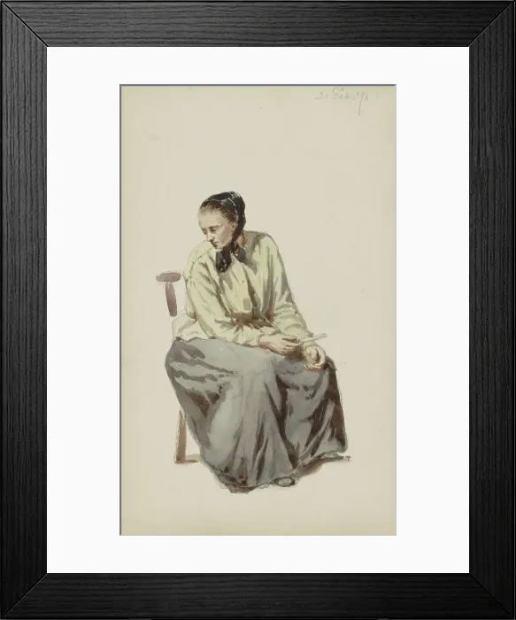 Framed Print : Seated woman with a knife and a potato, 1871. Creator: Cornelis Springer Framed Print : Seated woman with a knife and a potato, 1871. Creator: Cornelis Springer