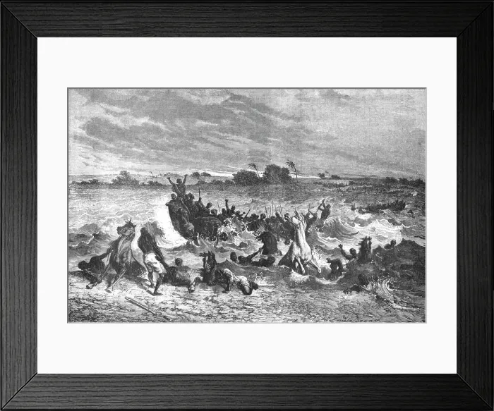 Framed Print : Ahmadou's Army crossing the Niger; Journey from the Senegal to the Niger, 1875. Creator: Unknown Framed Print : Ahmadou's Army crossing the Niger; Journey from the Senegal to the Niger, 1875. Creator: Unknown