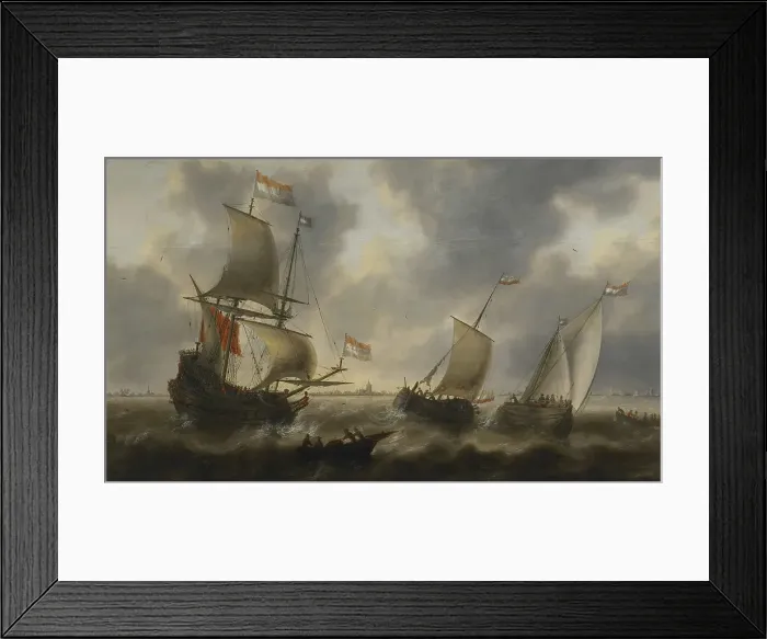 Framed Print : Ships at Sea, 1660-1669. Creator: Jacob Adriaensz. Bellevois Framed Print : Ships at Sea, 1660-1669. Creator: Jacob Adriaensz. Bellevois