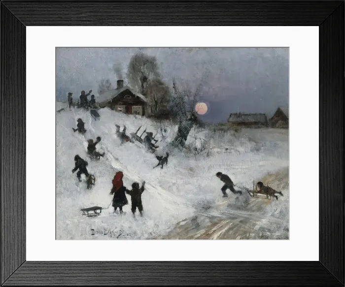 Framed Print : Sledging, 1882. Creator: Bruno Liljefors Framed Print : Sledging, 1882. Creator: Bruno Liljefors