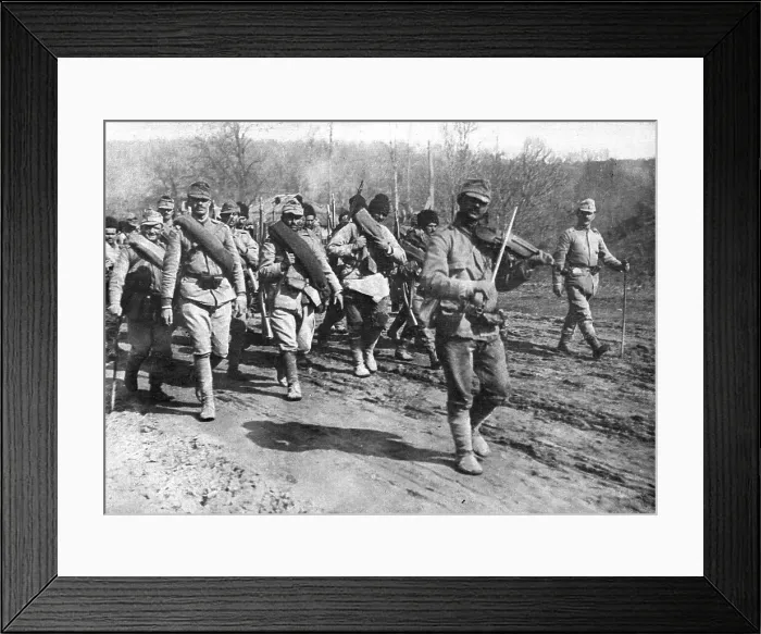 Framed Print : Our Romanian Allies; The Romanian army regrouped after the trials of 1916: a regiment... 1917. Creator: Unknown