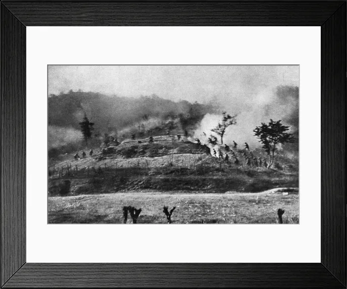 Framed Print : Italian Offensive of Isonzo; Italian infantry storm Monte Fratta, northeast of Plave... 1917. Creator: Unknown Framed Print : Italian Offensive of Isonzo; Italian infantry storm Monte Fratta, northeast of Plave... 1917. Creator: Unknown