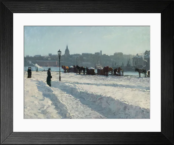 Framed Print : Winter Scene from the Stockholm Waterfront, 1899. Creator: Alfred Bergström Framed Print : Winter Scene from the Stockholm Waterfront, 1899. Creator: Alfred Bergström