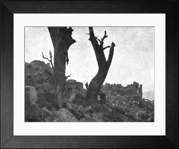 Framed Print : Italian Offensive of Isonzo; At the top of Monte Santo: the ruins of the convent, 1917. Creator: Unknown Framed Print : Italian Offensive of Isonzo; At the top of Monte Santo: the ruins of the convent, 1917. Creator: Unknown