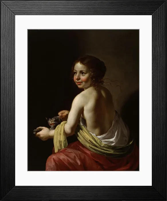Framed Print : Girl Teasing a Cat, c1630. Creator: Jan van Bijlert Framed Print : Girl Teasing a Cat, c1630. Creator: Jan van Bijlert