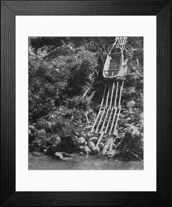 Framed Print : Italian Offensive of the Isonzo; Boats are lowered on a slide of the riverbank escarpment, 1917. Creator: Unknown Framed Print : Italian Offensive of the Isonzo; Boats are lowered on a slide of the riverbank escarpment, 1917. Creator: Unknown