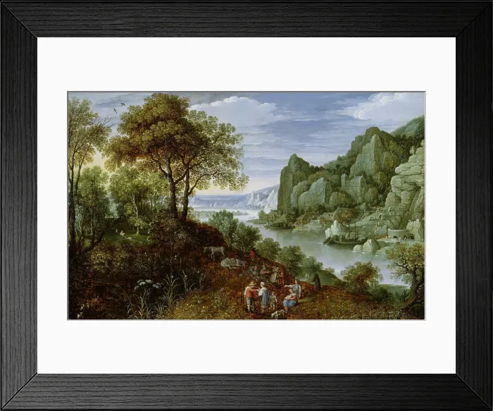 Framed Print : River Landscape with Mining, 1620-1629. Creator: Marten Ryckaert Framed Print : River Landscape with Mining, 1620-1629. Creator: Marten Ryckaert