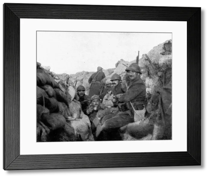 Framed Print : Life in the trenches in Champagne; Calm: le pinard, 1917. Creator: Unknown. Life in the trenches in Champagne; Calm: le pinard, 1917. Creator: Unknown Framed Print : Life in the trenches in Champagne; Calm: le pinard, 1917. Creator: Unknown. Life in the trenches in Champagne; Calm: le pinard, 1917. Creator: Unknown