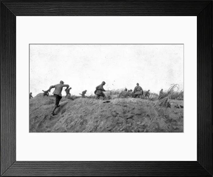 Framed Print : How to make a surprise attack; Departure: in the foreground, seen from behind... 1917. Creator: Unknown Framed Print : How to make a surprise attack; Departure: in the foreground, seen from behind... 1917. Creator: Unknown